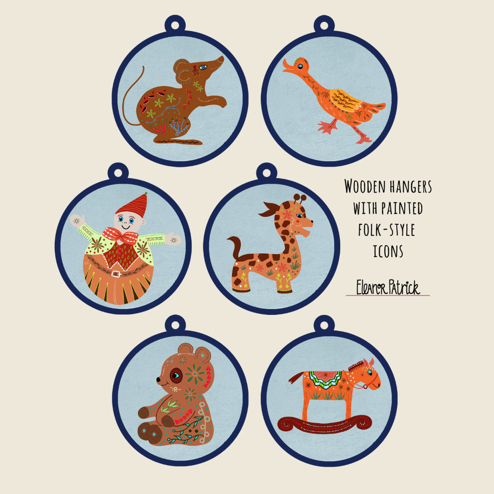 wooden hanger animals