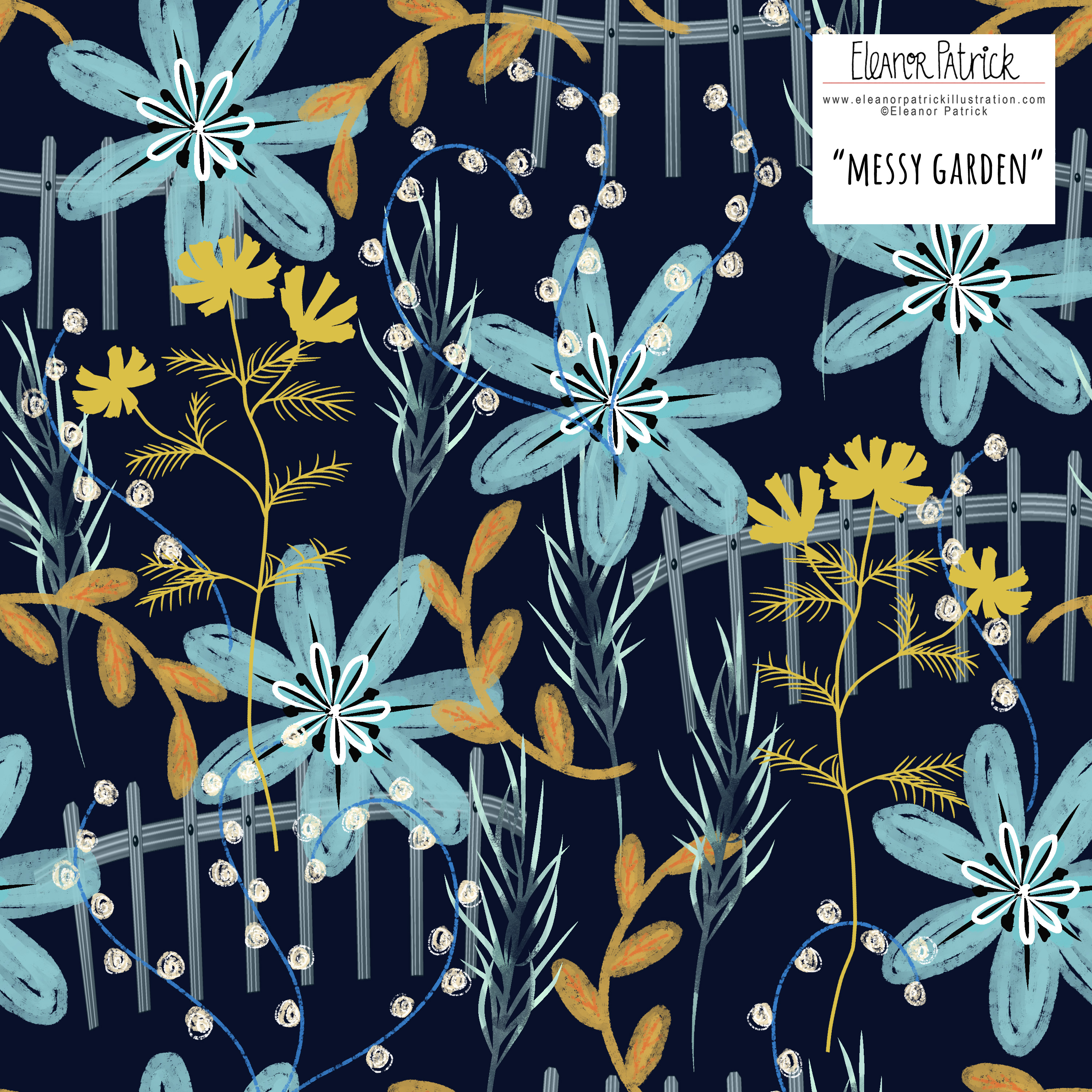 Messy garden navy sample